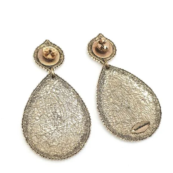 Roni Blanshay Swarovski Crystal Teardrop Statement Earrings – Champagne Gold - Picture 9 of 11